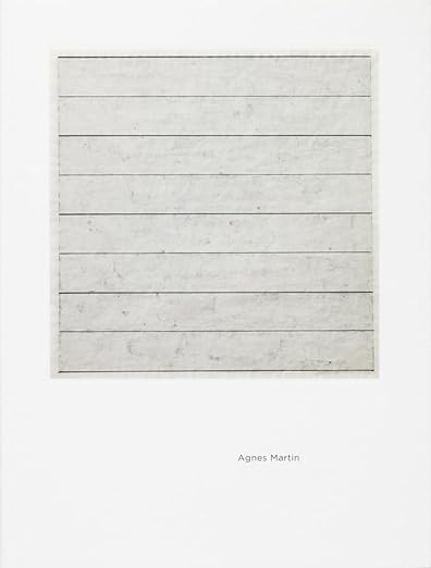 Art book cover depicting an artwork of fine lines on paper. Underneath, the tile reads: "Agnes Martin."
