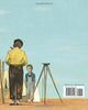 Back side of a book featuring an illustration of a woman with a camera.
