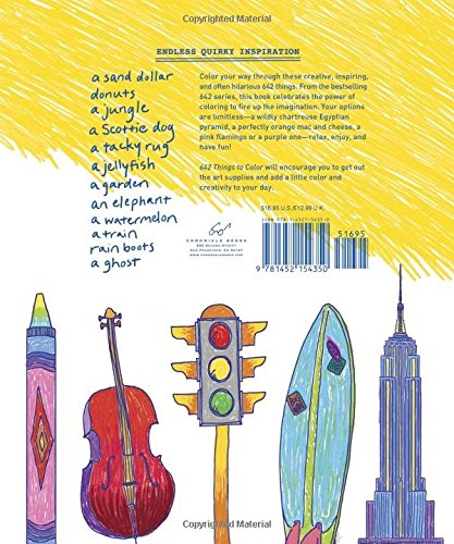 The back cover of a book with illustrations on a yellow background.