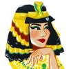 An illustration of a woman with black hair and a snake crown.