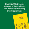 The book "642 things to draw next to a text on a green background that reads: "Dive into this treasure trove of offbeat, clever, and endlessly absorbing drawing prompts."