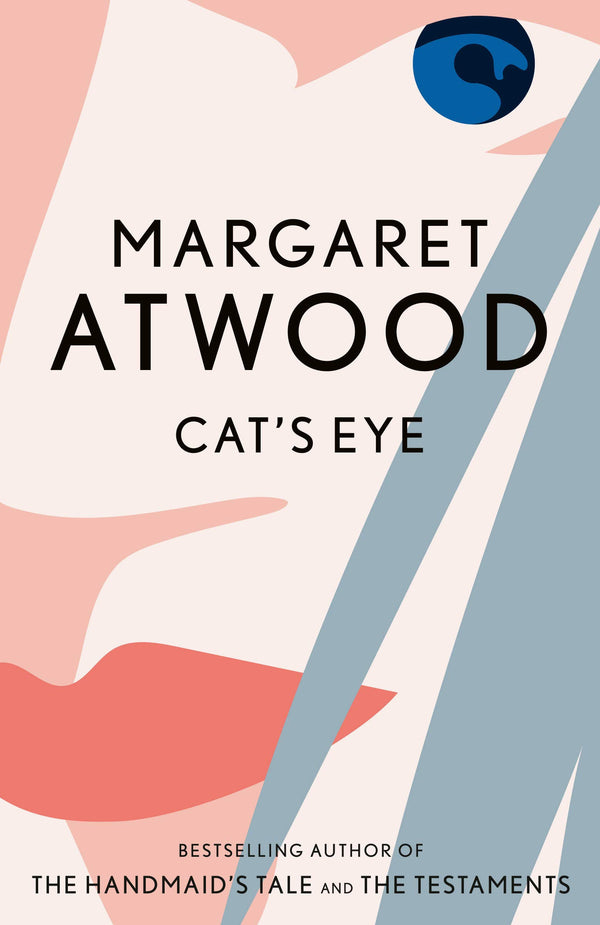 A colorful book cover with an illustration of a woman's face. The title reads "Margaret Atwood: Cat's Eye."