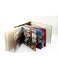 Book with an accordian structure interweaving images and text.