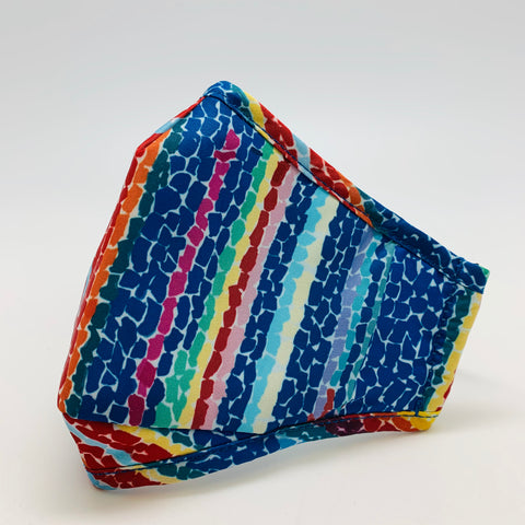 Cotton mask with a colorful abstract pattern.