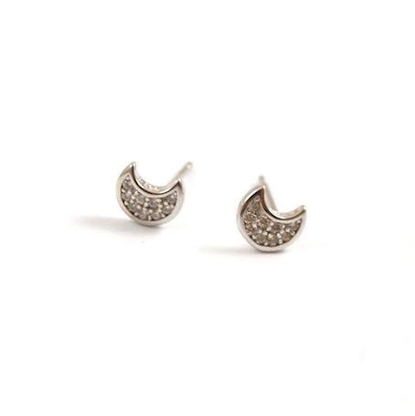 Moon Studs | Silver