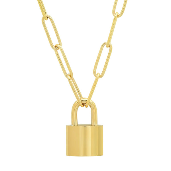 Oval Link Chain with Lock Pendant