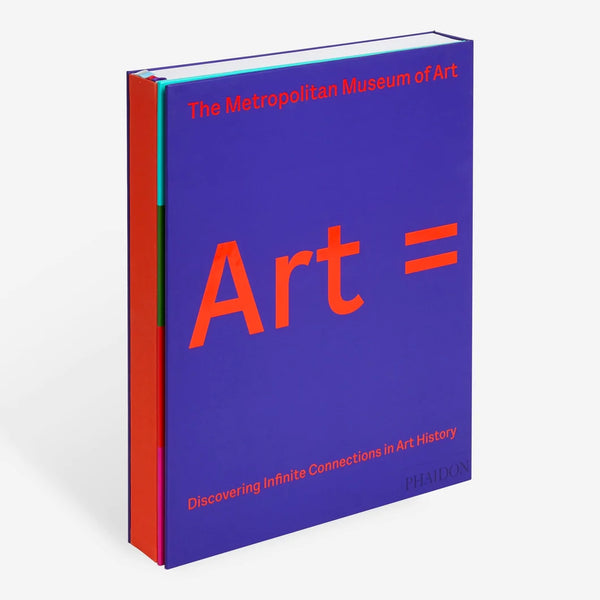 Book with a purple and red cover. The text reads: "Art=" and "The Metropolitan Museum of Art" on top of the book.