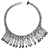 Black necklace made of strings and beads.