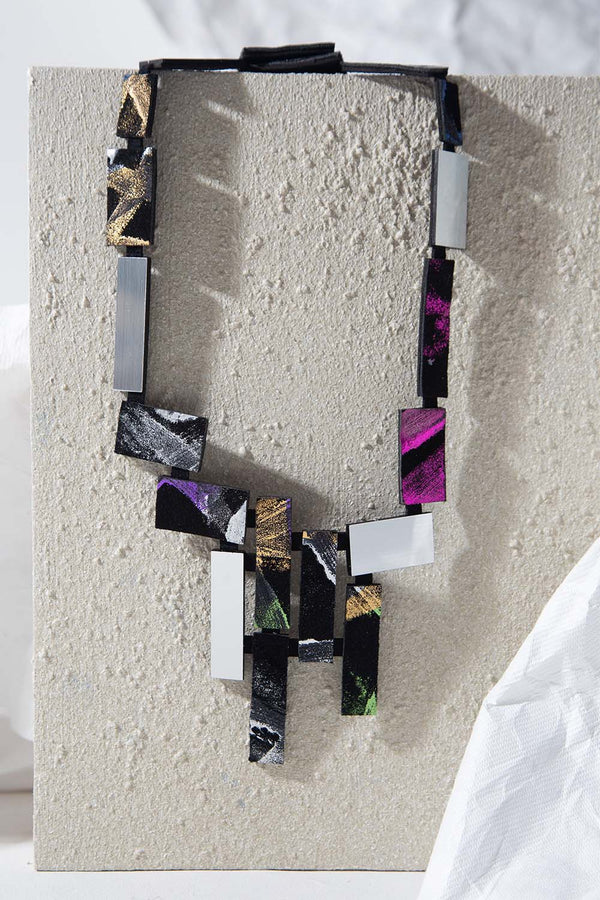 Necklace | Klee V  - Silver/Black/Rainbow*