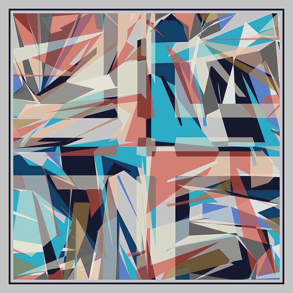 Kora Layered Geo Silk Square Neckerchief