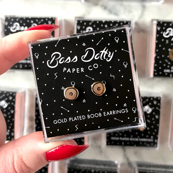 Gold Plated Stud Earrings | Boobs