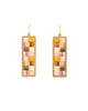 Beaded Handwoven Mosaic Tila and Brass Earrings (Aqua/Red)