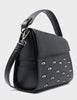 Anastasio Mini Crossbody Handbag Black Leather - All Over Eyes Embroidery