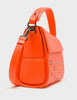 Mini Crossbody | Neon Orange Leather, All Over Eyes Embroidery