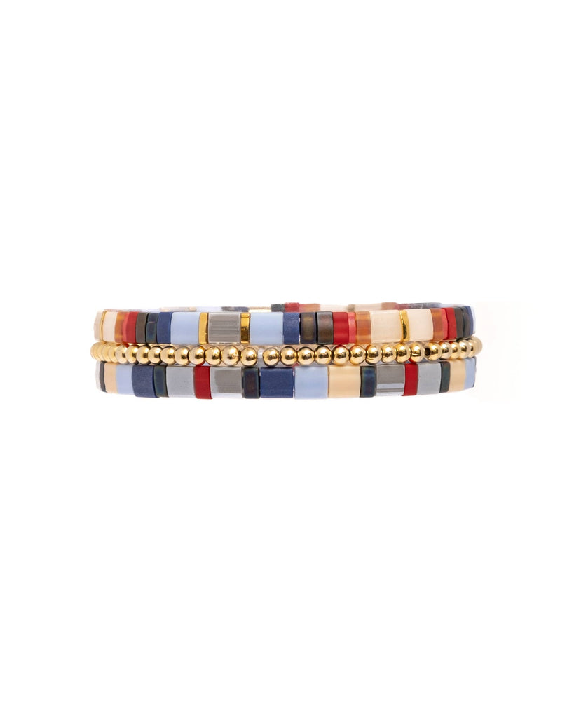 Tila Bracelet | Set/3 Miyuki  (Blue/Red)