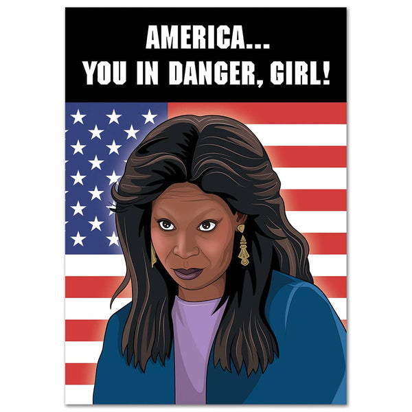 America You in Danger, Girl! Political Postcard