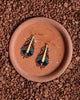 Earrings | Beaded Handwoven Gilded Feather (Blue/Brown)