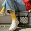 Socks | Checks in Yellow Mustard & Natural