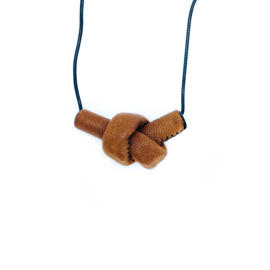 Necklace |  Leather Knot Brown