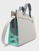 Vali Crossbody Moonwalk Gray and Oceanic Green Leather Bag - All Over Eyes Embroidery