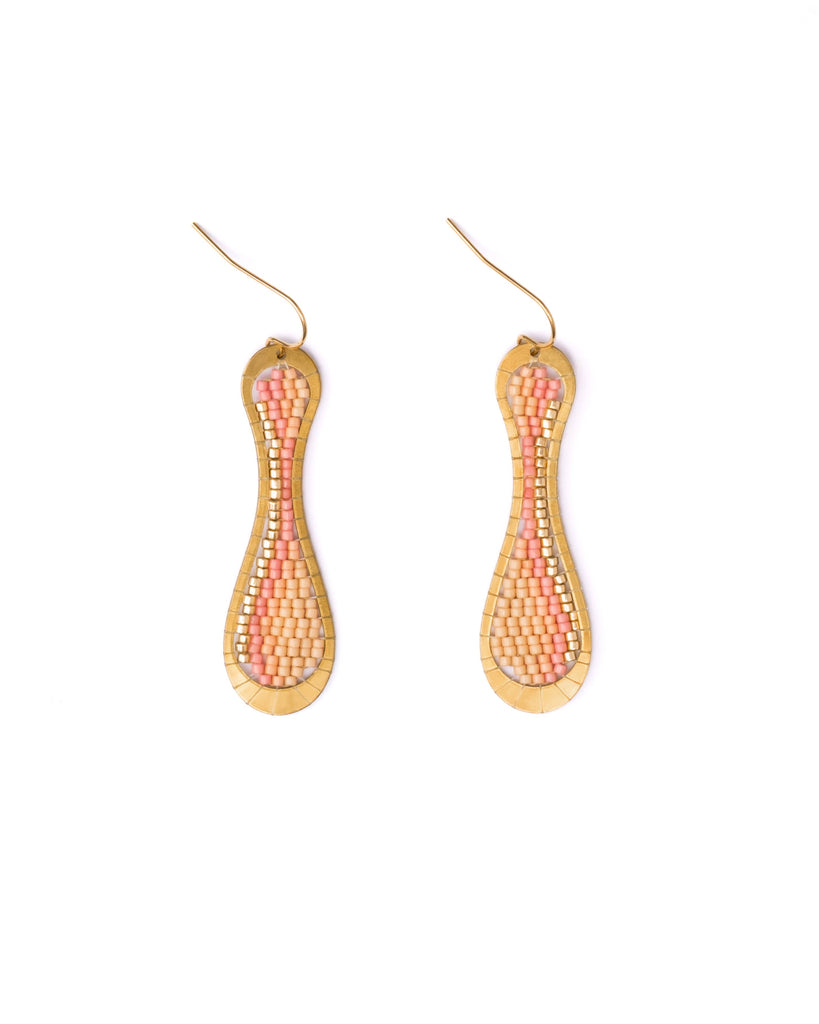 Earrings | Beaded Handwoven Taffy Twist Drop (Peach)