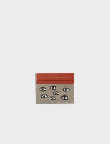 Leather Cardholder |  All Over Eyes Embroidery, Felix Tuffet and Golden Glow