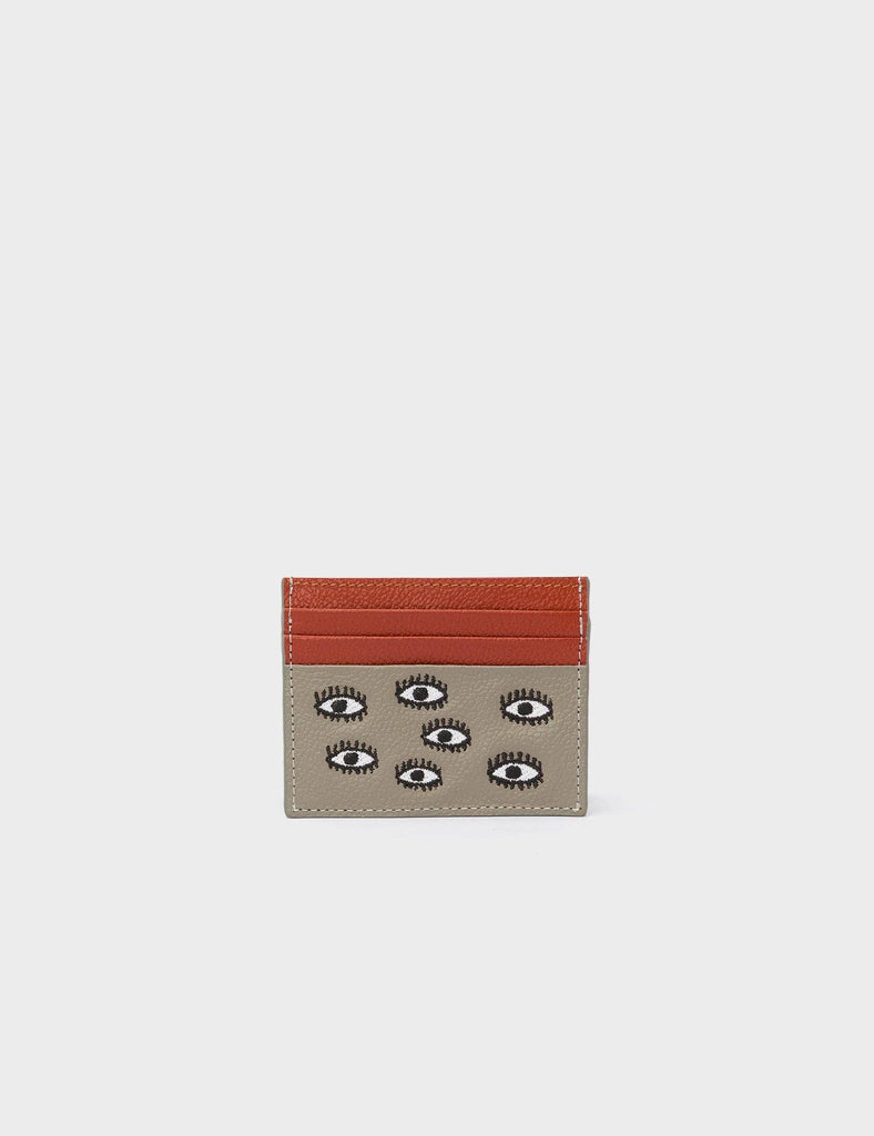 Leather Cardholder |  All Over Eyes Embroidery, Felix Tuffet and Golden Glow