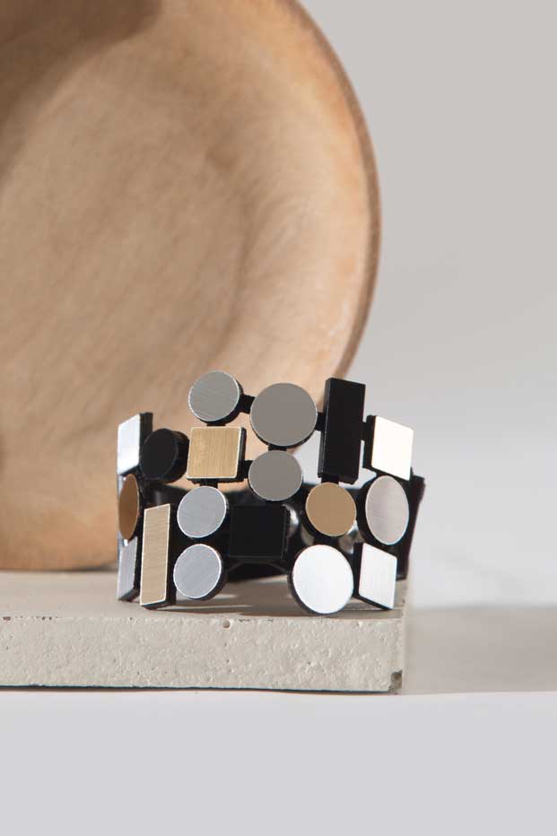 Bracelet | Bauhaus Acrylic - Silver/Black/Gold