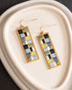 Earrings | Beaded Handwoven Mosaic Tila and Brass - (Green/Grey)