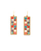 Earrings | Beaded Handwoven Mosaic Tila and Brass - (Green/Grey)