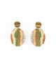 Earrings | Beaded Handwoven Organic Oval Drop  (Blue)
