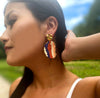 Earrings | Beaded Handwoven Organic Oval Drop  (Blue)