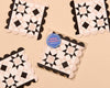 Letterpress Reusable Vellum Coasters—Mod Quilt: Black/Taupe