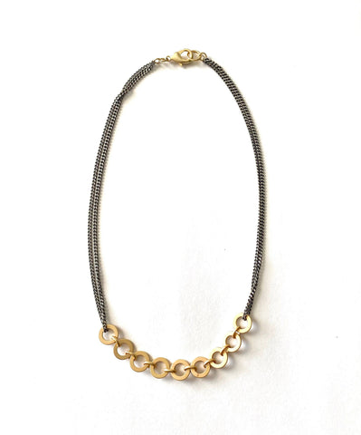 Necklace | Jango- Mixed metal with curb and circular chain