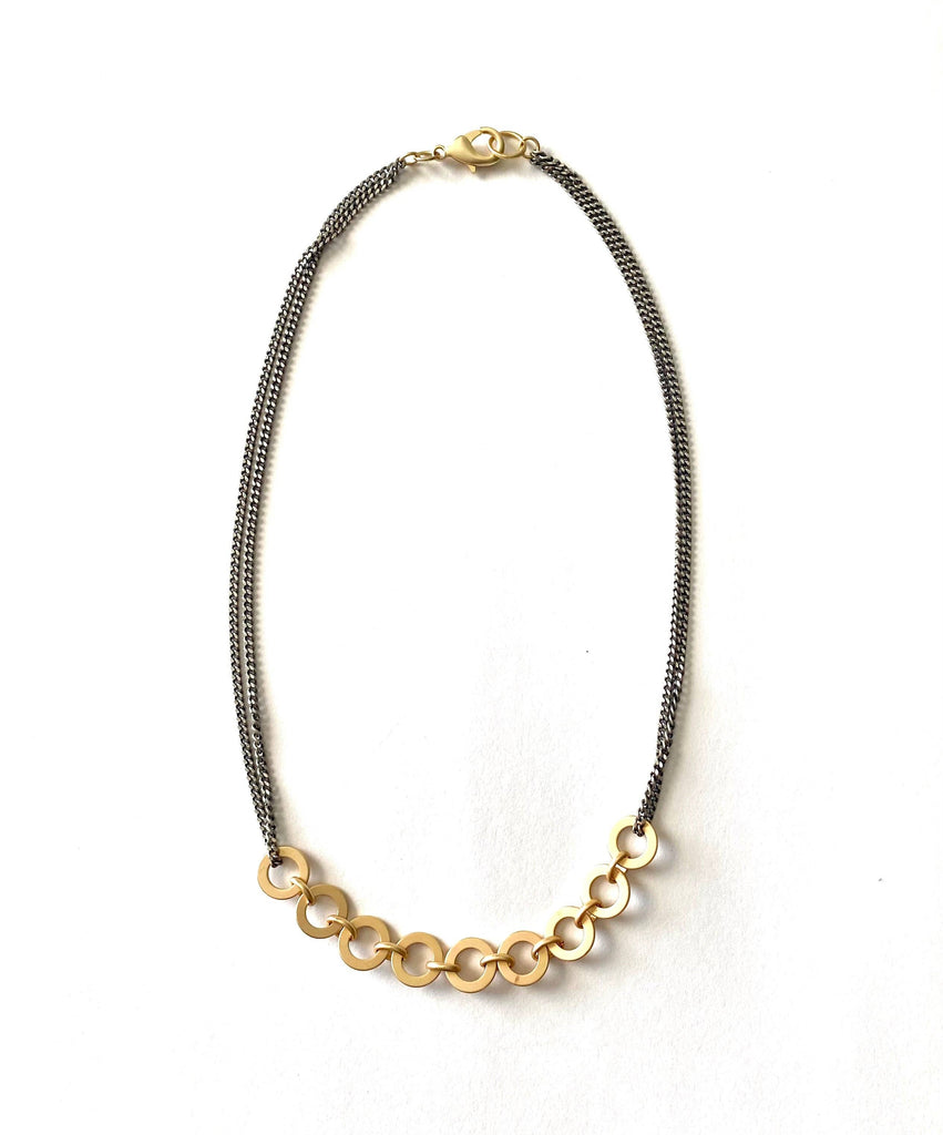 Necklace | Jango- Mixed metal with curb and circular chain