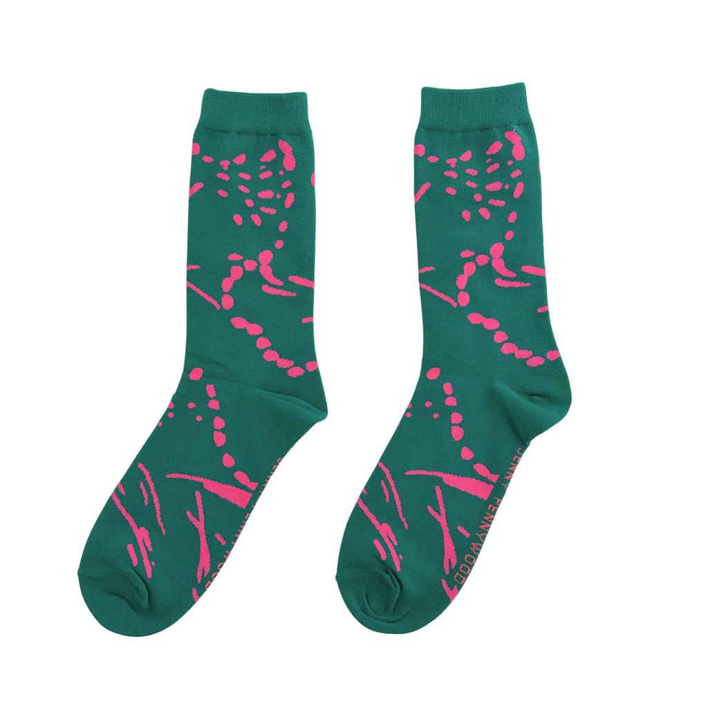 Socks - Drape in Emerald & Neon Pink