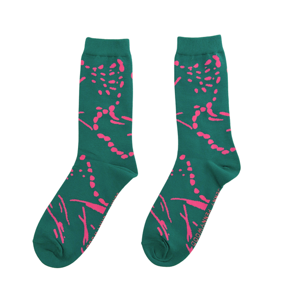 Socks - Drape in Emerald & Neon Pink