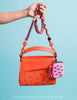 Mini Crossbody | Neon Orange Leather, All Over Eyes Embroidery