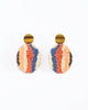 Earrings | Beaded Handwoven Organic Oval Drop  (Blue)