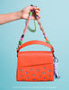 Mini Crossbody | Neon Orange Leather, All Over Eyes Embroidery