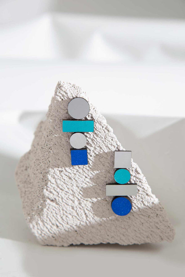 Earrings | Bauhaus Large - Silver/Cool Colors