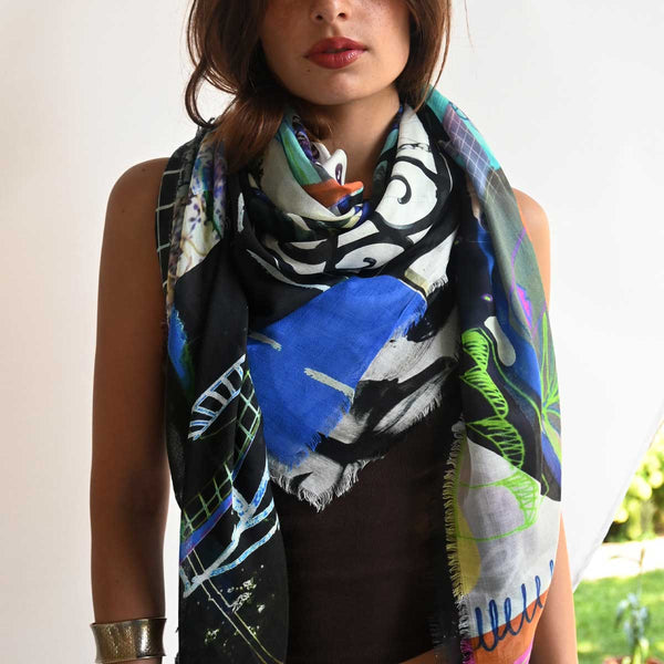 Silk-Modal Large Square Scarf | Garden Party