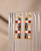 Earrings | Beaded Handwoven Mosaic Tila and Brass(Blue/Red)