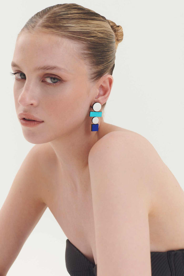Earrings | Bauhaus Large - Silver/Cool Colors