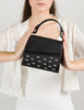 Anastasio Micro Crossbody Handbag Black Leather - All Over Eyes Embroidery