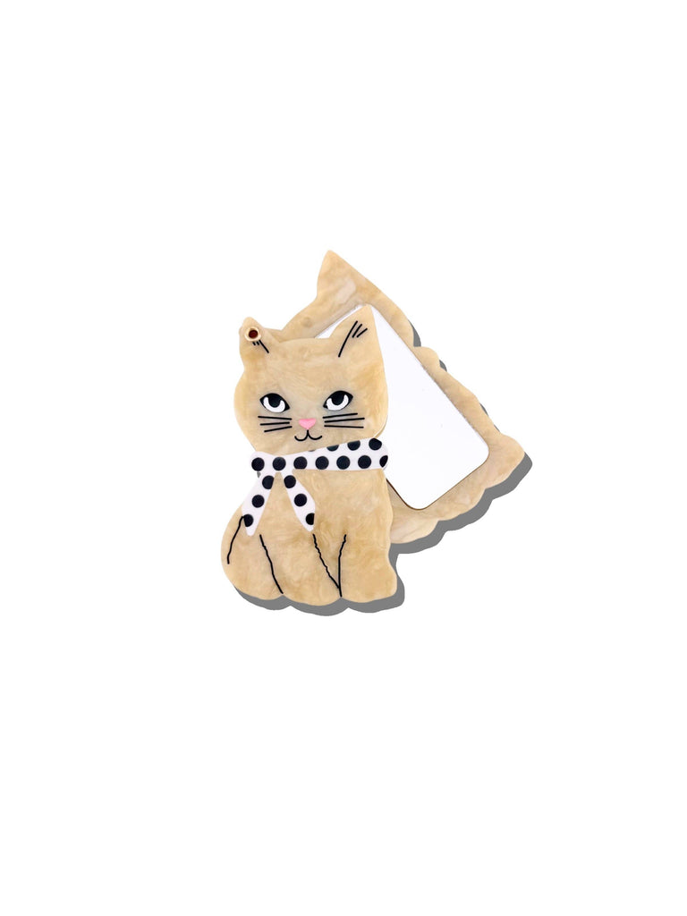 Hand-painted Scarf Kitten Compact Mirror | Eco-Friendly