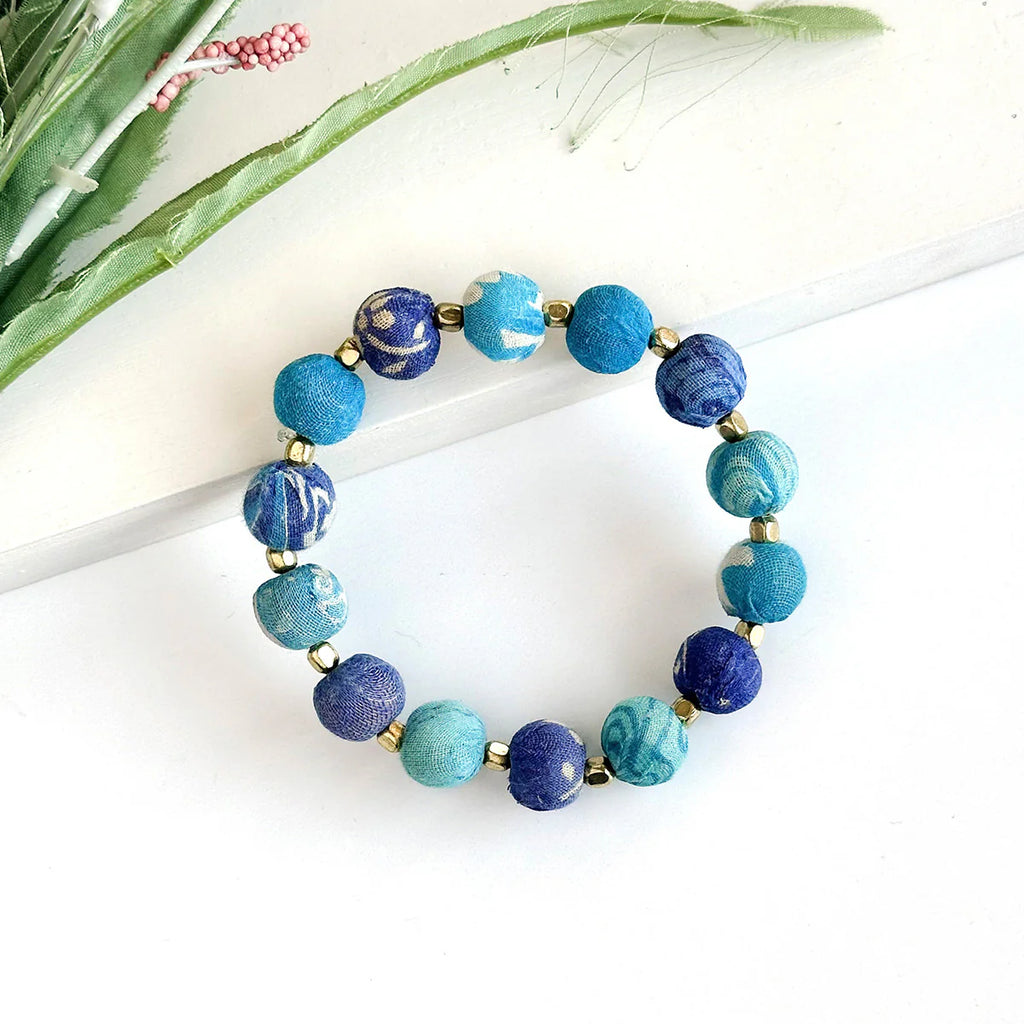 Kantha Bauble Bracelet | Azure