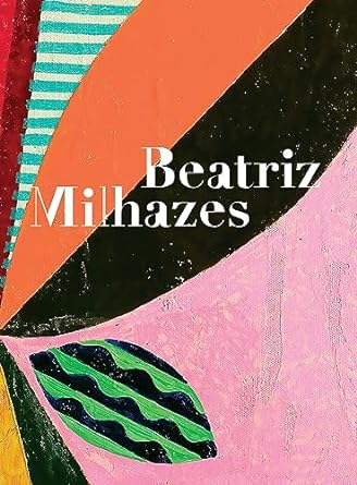 A colorful book cover with abstract shapes in pink, orange, and black. The title reads "Beatriz Milhazes."