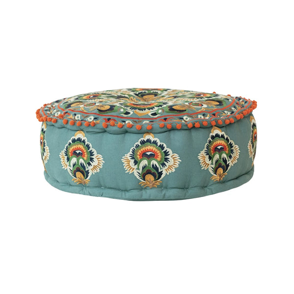 Cotton Pouf | Multicolor with Pom Poms