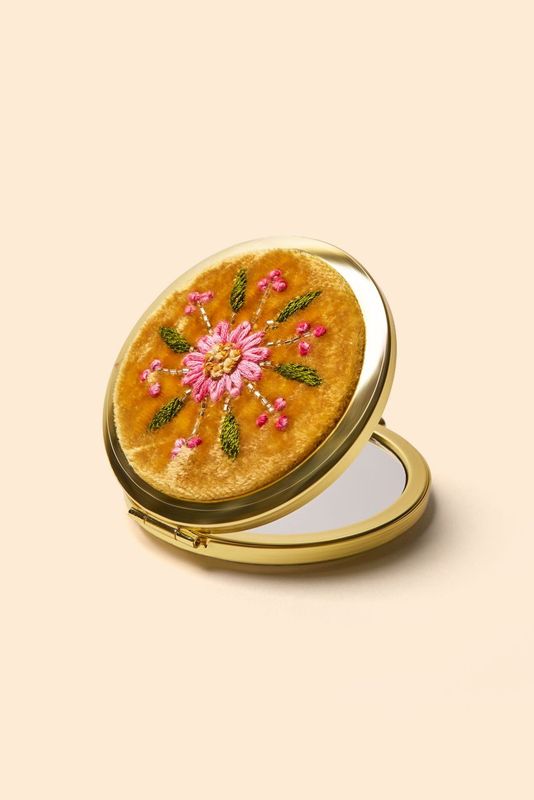 Embroidered Mirror | Mustard Flowers
